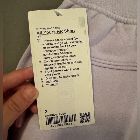 NWT Lululemon All Yours HR Short 7" in Lavender Dew - Picture 5 of 5